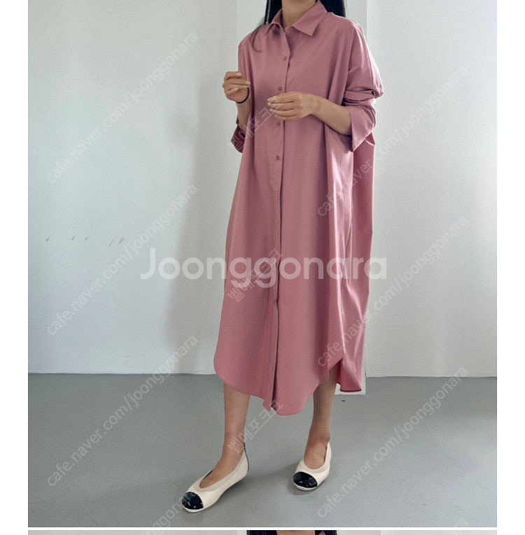 꺌랑 왜다려셔츠 롱 (원피스 기장)--2