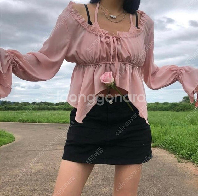 (새상품) 애즈온 아미라 블라우스 핑크--3