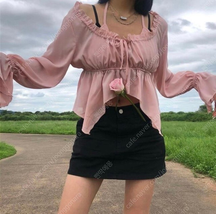 (새상품) 애즈온 아미라 블라우스 핑크 이미지