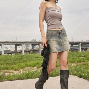 (새상품) 애즈온 리드 워싱 로우 스커트 데님스커트 L 이미지