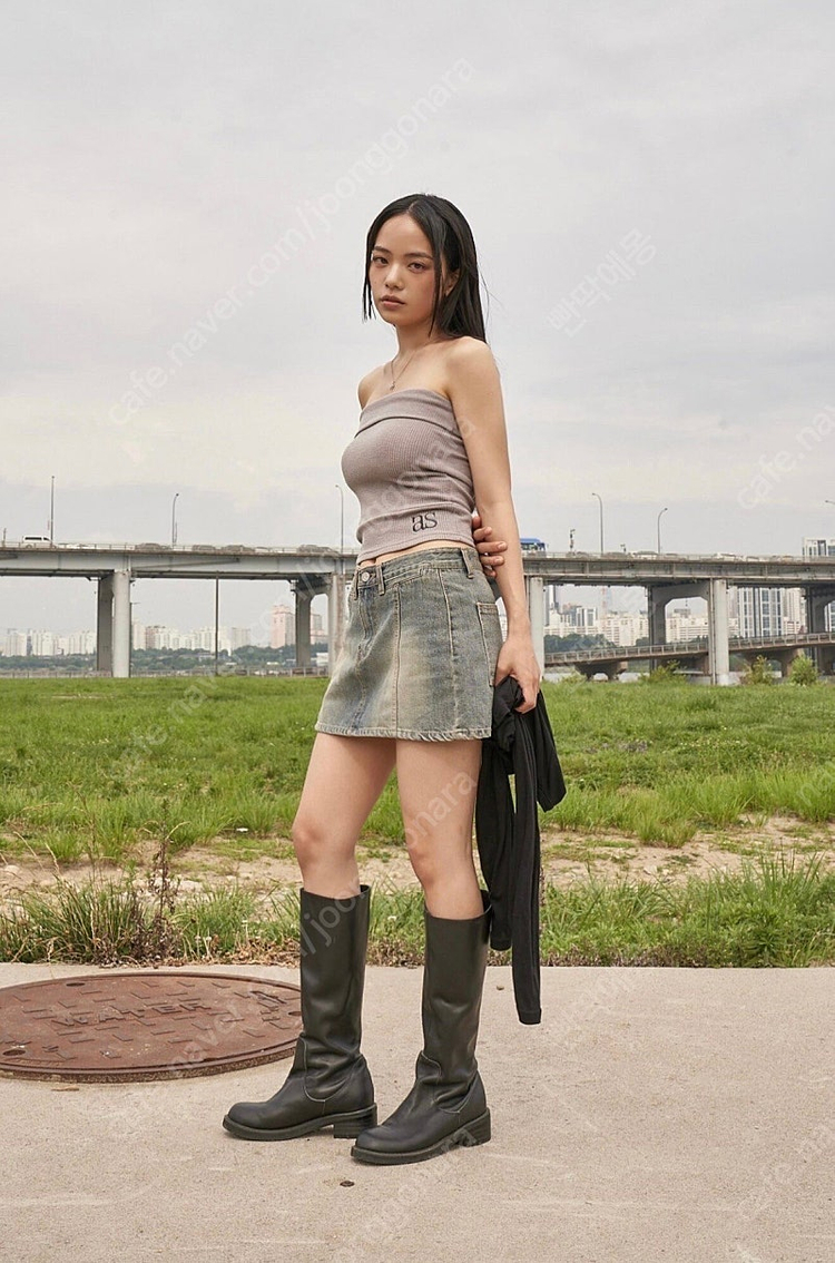 (새상품) 애즈온 리드 워싱 로우 스커트 데님스커트 L 이미지