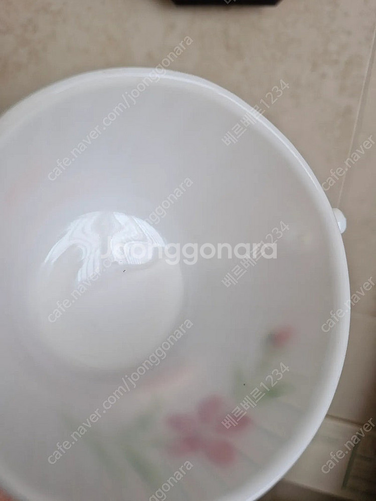빈티지 밀크글라스 멕베스 에반스 핸드페인팅 컵앤소서--3
