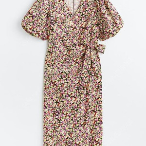 H&M Puff-sleeved wrap dress 휴양지 원피스