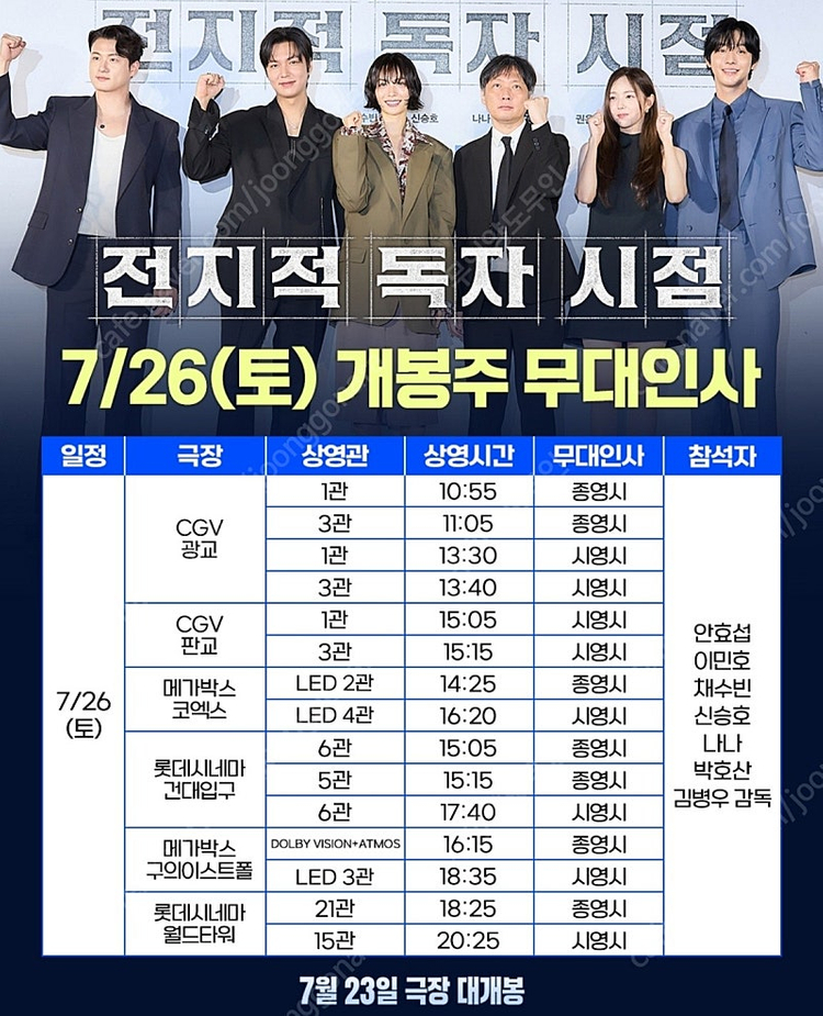 7월26일 전지적 독자 시점 무대인사 A열 양도 (안효섭,이민호) 월드타워--0