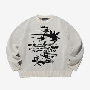 나이스고스트클럽 TORNADO LOGO KNIT 아이보리 니트 맨투맨