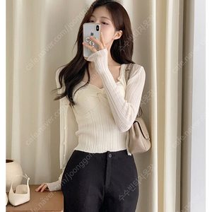 [새상품] 크로스 니트 꼬임 나시가디건 세트(정가4.2)