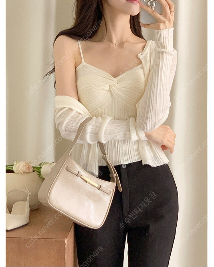 [새상품] 크로스 니트 꼬임 나시가디건 세트(정가4.2)--1