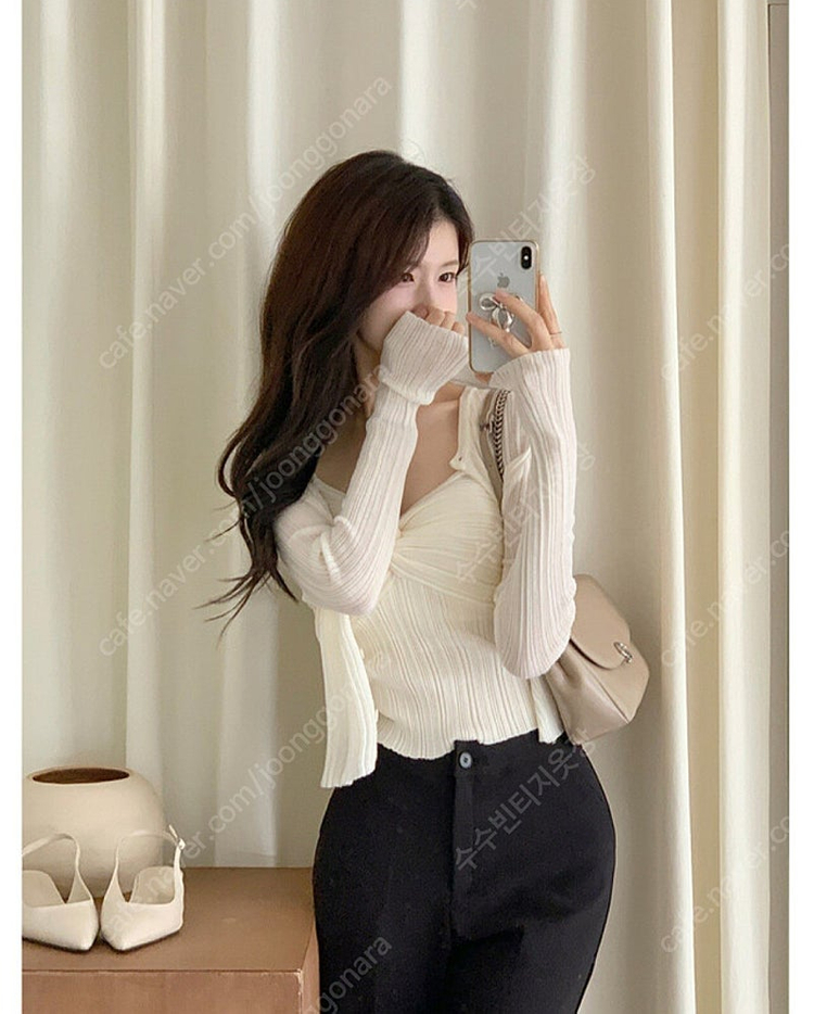 [새상품] 크로스 니트 꼬임 나시가디건 세트(정가4.2)--2