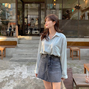 하와(HAWA) 민트블라우스, 데님스커트 코디세트 일괄