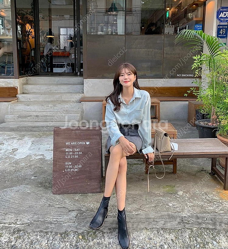 하와(HAWA) 민트블라우스, 데님스커트 코디세트 일괄--1