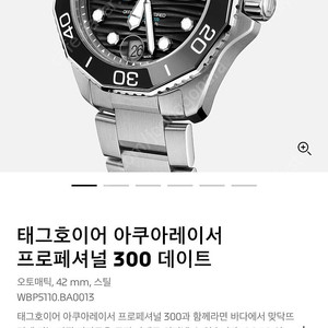 신형 태그호이어 아쿠아레이서 300 42mm 오토매틱 손목시계