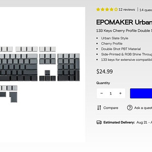 에포메이커 Epomaker Urban PBT 측각 투과 키캡