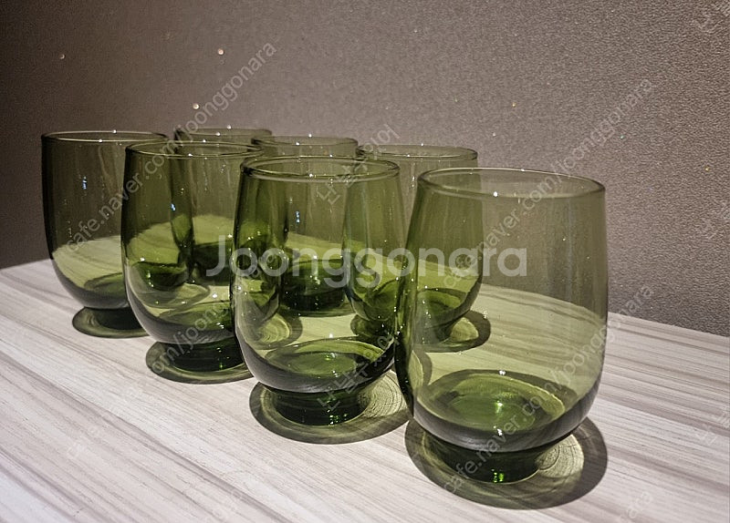 빈티지/리비글라스 올리브그린 글라스 370ml--1