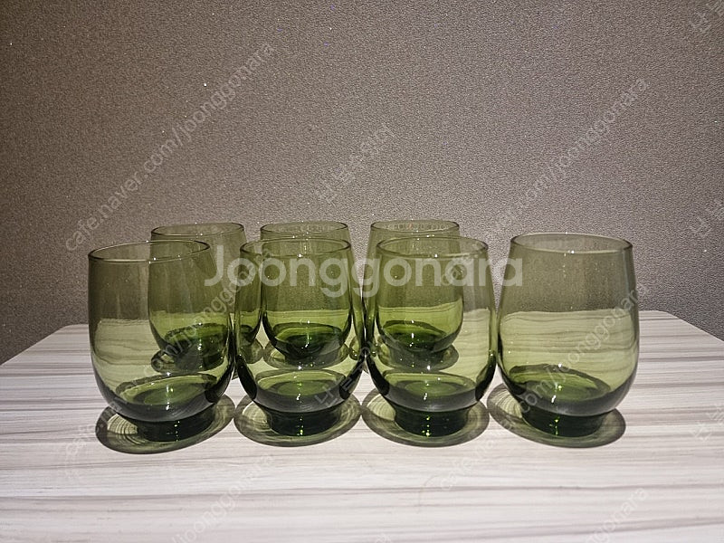 빈티지/리비글라스 올리브그린 글라스 370ml--3
