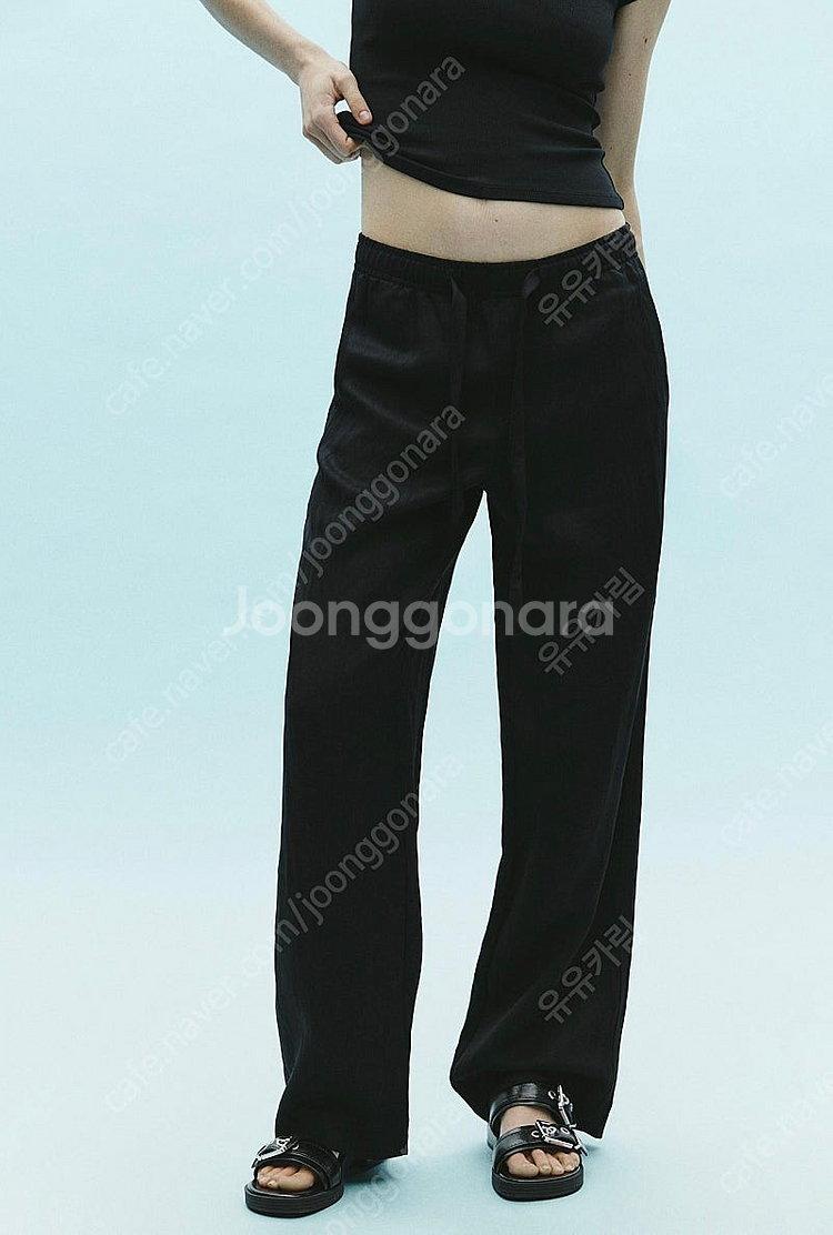 ZARA 자라 드로스트링 스트레이트 팬츠, 자라 밴딩 ...--2