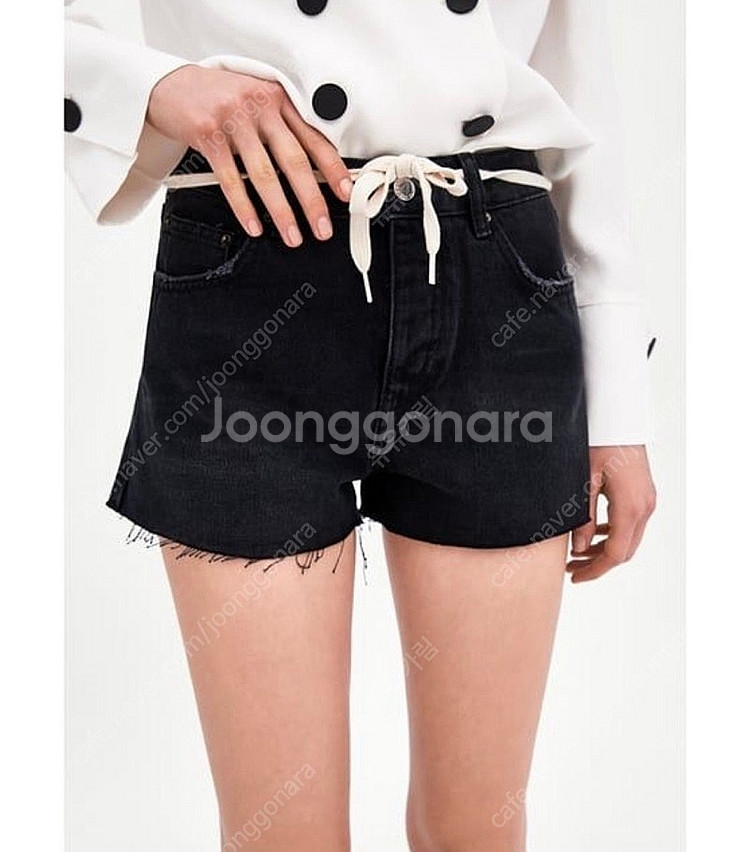 ZARA TRF 자라 버튼 흑청 반바지, 자라 청반바지...--0