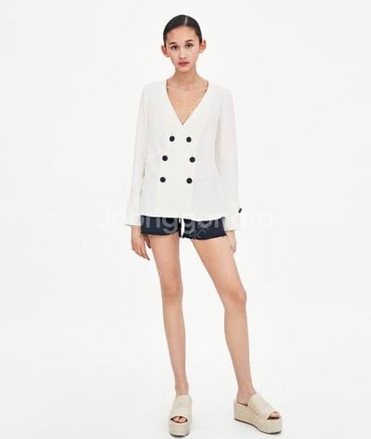 ZARA TRF 자라 버튼 흑청 반바지, 자라 청반바지...--4