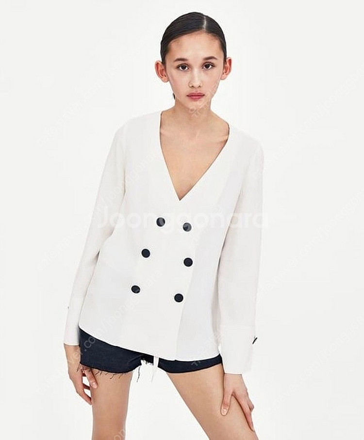 ZARA TRF 자라 버튼 흑청 반바지, 자라 청반바지...--5