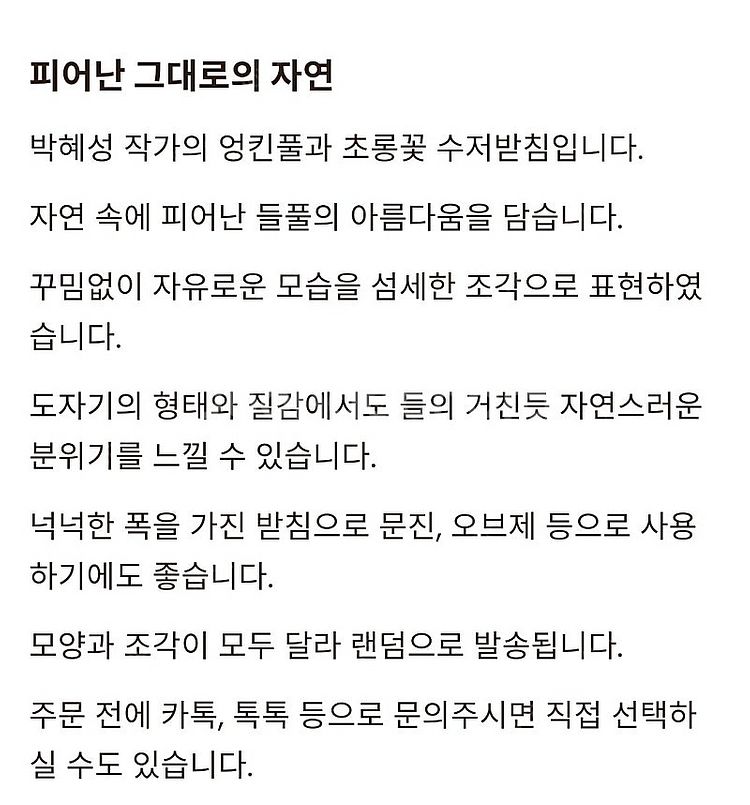 박혜성 작가 엉킨풀과 초롱꽃 수저받침2p 차오라 넛츠앤...--2