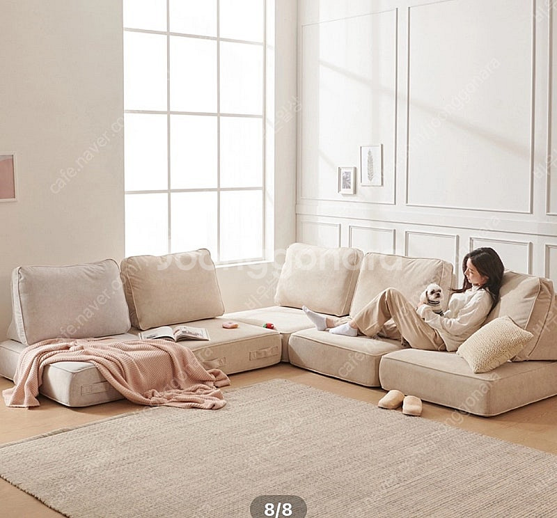 비앙스 캐리 아쿠아 패브릭 모듈 와이드 좌식소파 세트--3