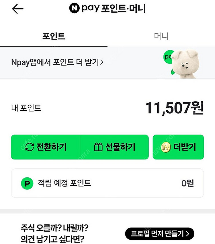 네이버페이 11500포인트 10800원에 팝니다--0
