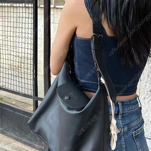 롱샴 플리아쥬 가죽 호보백 블랙
