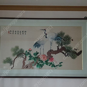전통 자수 액자 – 무병장수 학 그림 (대형 액자) 판매합니다