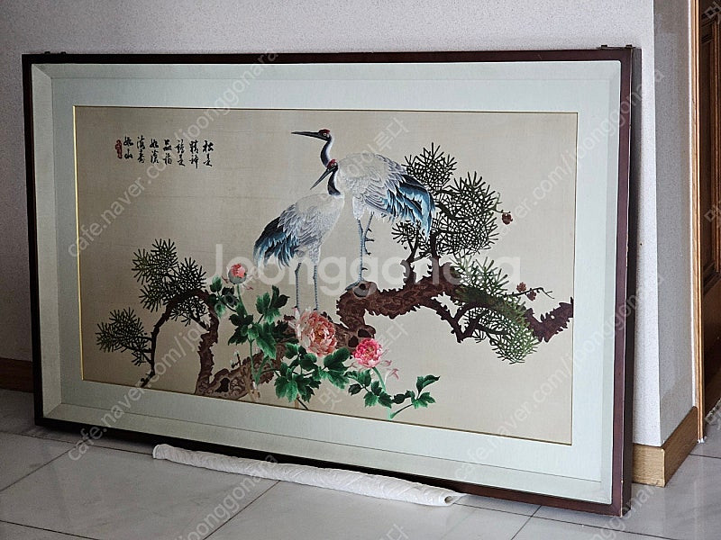 전통 자수 액자 – 무병장수 학 그림 (대형 액자) 판...--1