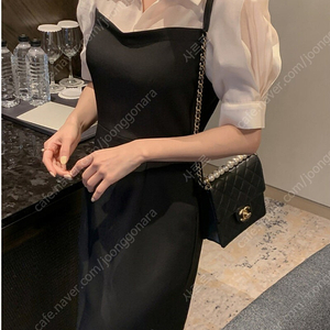 로에드 반팔 배색 셔츠 콤비 H라인 원피스
