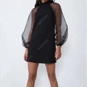(새상품) ZARA 자라 오간자시스루 블랙미니 원피스 M