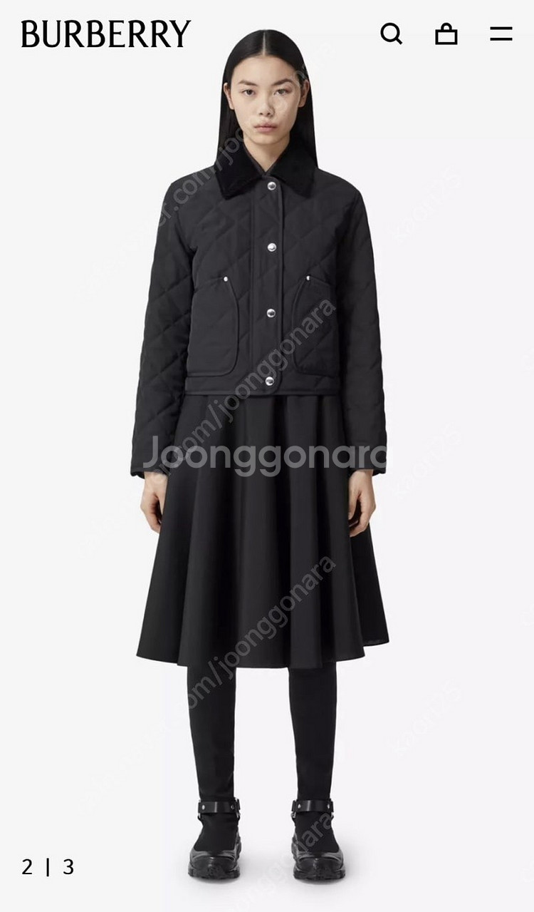 버버리 다이아몬드 퀼팅크롭자켓--0