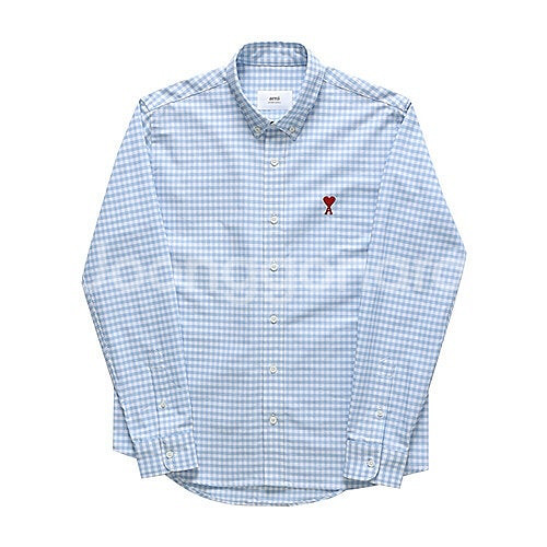 아미 스몰로고 깅엄 체크 셔츠 41(105) 사이즈 판매.--0