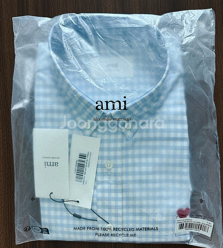아미 스몰로고 깅엄 체크 셔츠 41(105) 사이즈 판매.--1