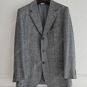 브리오니 글렌체크 자수 실크 블레이저