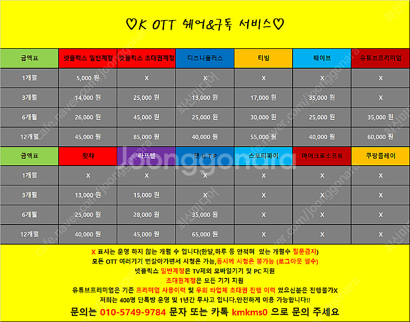 넷플릭스,유튜브프리미엄,디즈니플러스,웨이브,티빙,왓챠,...--1