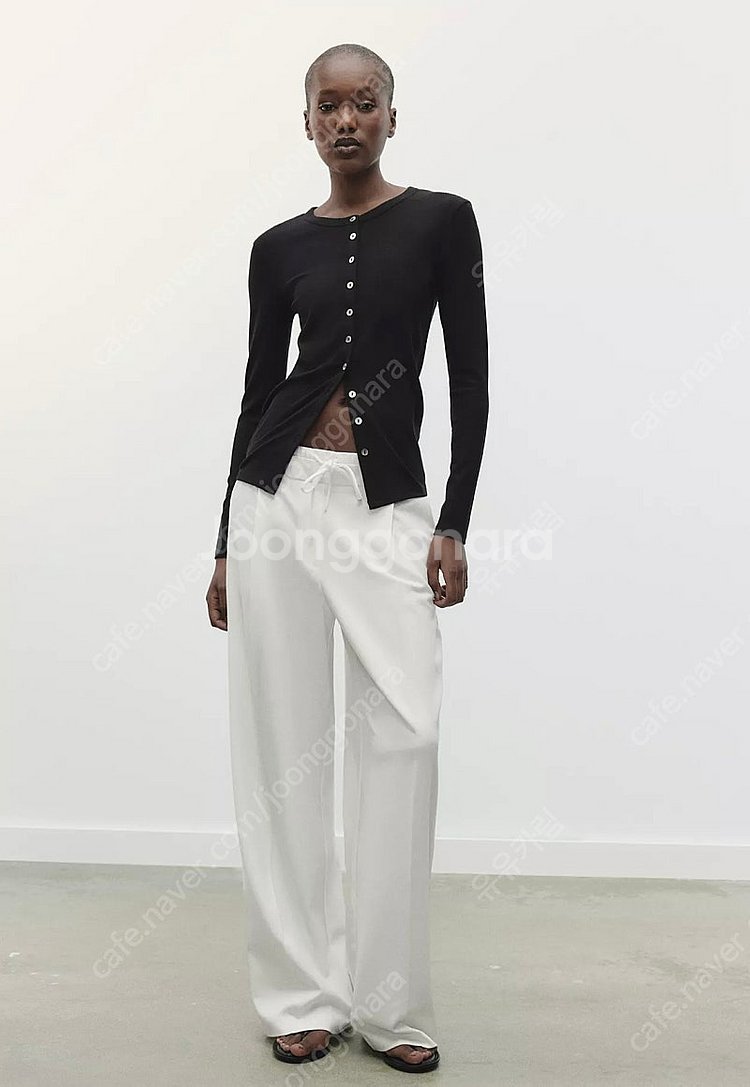 ZARA 자라 더블 웨이스트 와이드 팬츠 아이보리 S--0