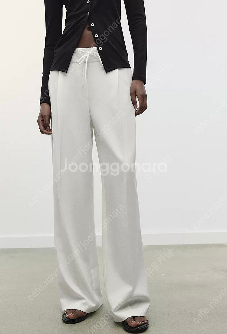 ZARA 자라 더블 웨이스트 와이드 팬츠 아이보리 S--1