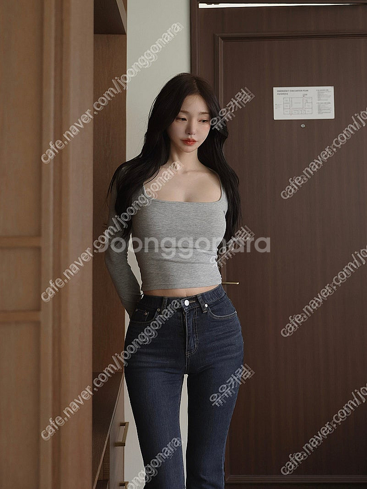 골반볼륨업 하이웨스트 세미부츠컷 골반뽕청바지 진청 M,...--0