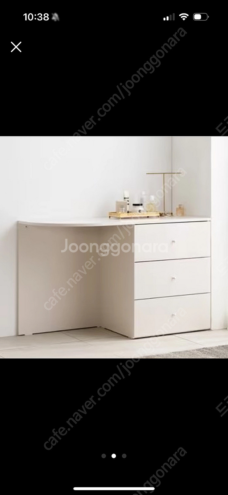 리바트 플랫 화장대 화이트 + 원목거울--0