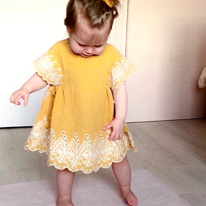 루이스미샤 샤프란 펀칭 자수 레이스 원피스 10y (새상품) 이미지