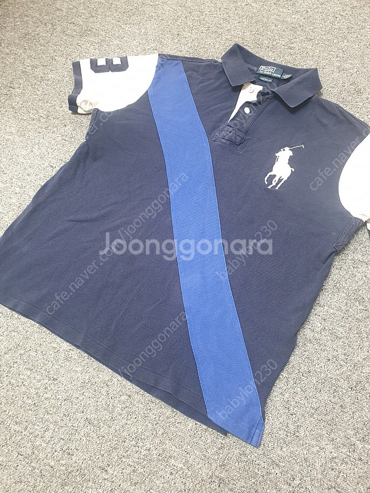 폴로 랄프로렌 커스텀핏 카라티 파란색 및 노란색 (사이...--1