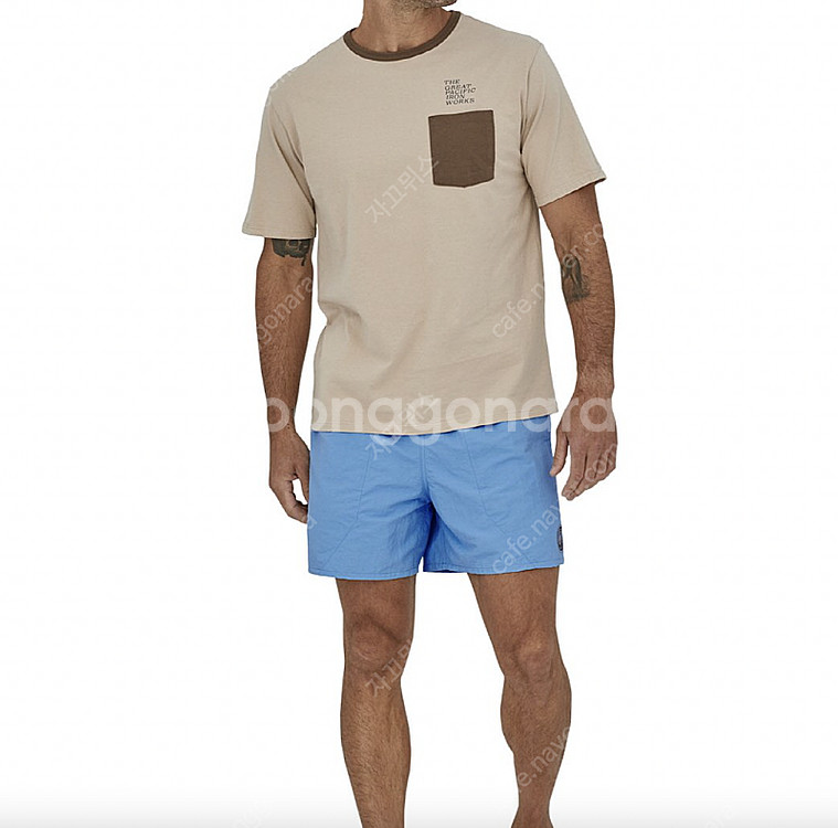 100,32전후 파타고니아 p-6 긴팔 티셔츠, 파타고니아 배기스 5인치 쇼츠 반바지--0