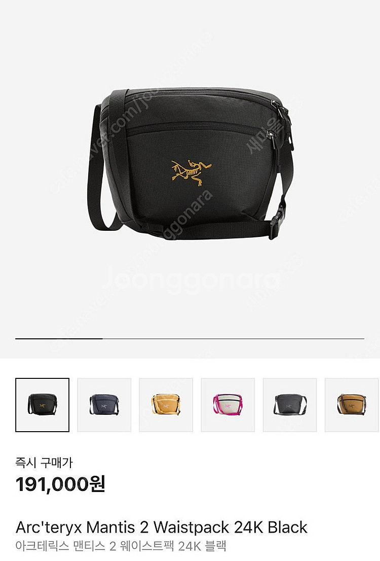 아크테릭스 맨티스2 웨이스트 팩 블랙 새상품--1