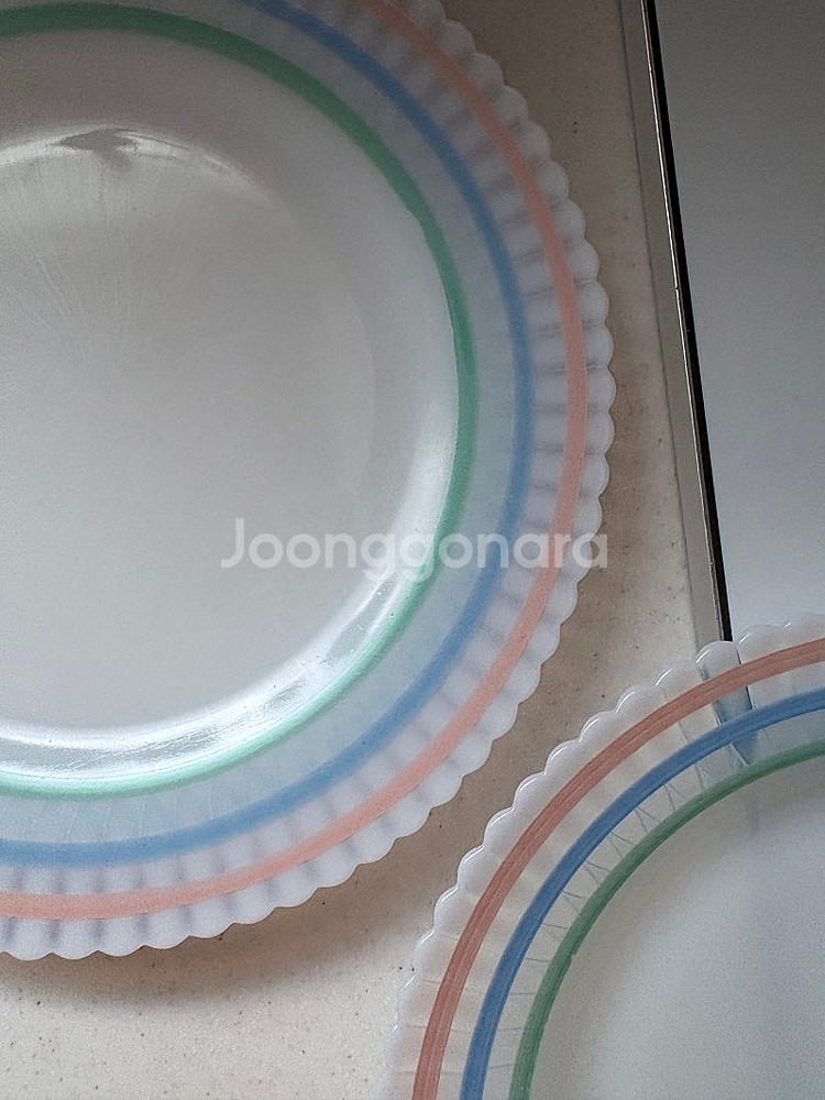 가격인하 빈티지 맥베스에반스 파스텔밴드 밀크글라스 디너...--3