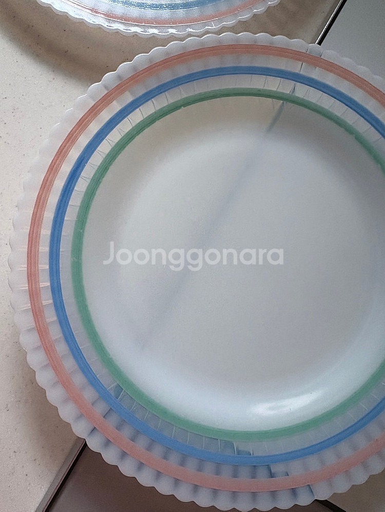 가격인하 빈티지 맥베스에반스 파스텔밴드 밀크글라스 디너...--4