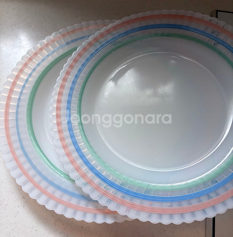 가격인하 빈티지 맥베스에반스 파스텔밴드 밀크글라스 디너...--6