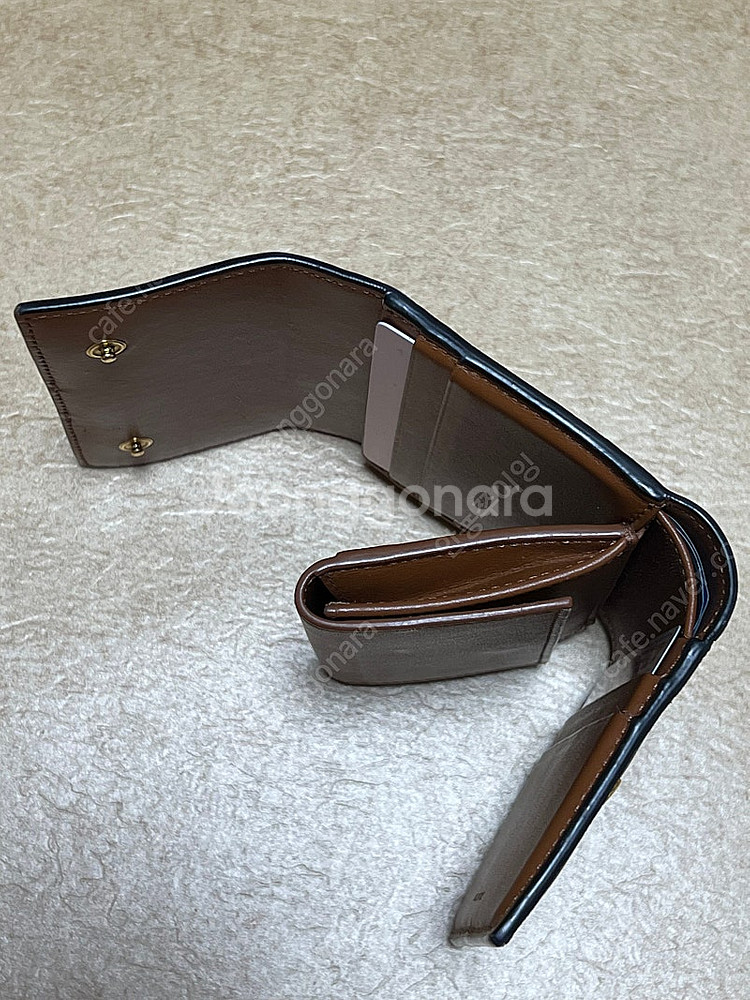 셀린느 트리옹프 캔버스 램스킨 탠 3단지갑--5