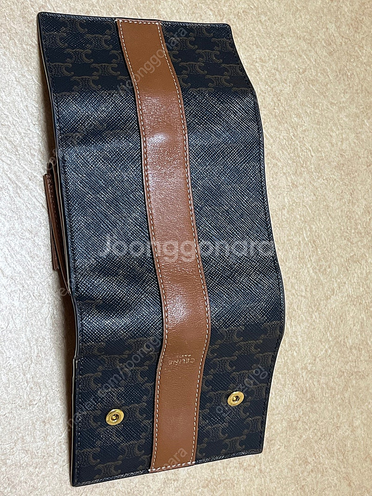 셀린느 트리옹프 캔버스 램스킨 탠 3단지갑--7