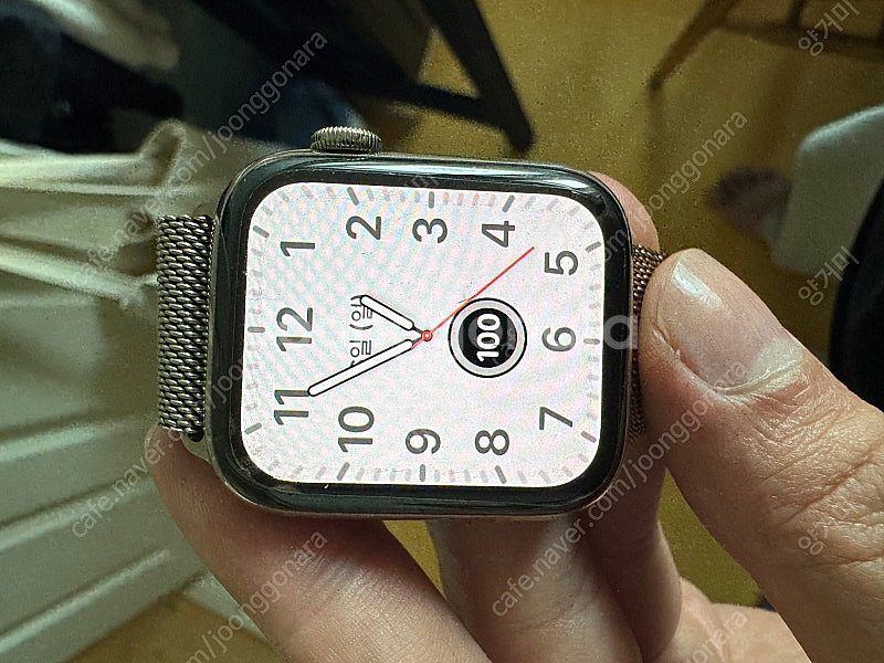 애플워치6 44mm 골드 스테인레스+정품 밀레니즈 루프--0