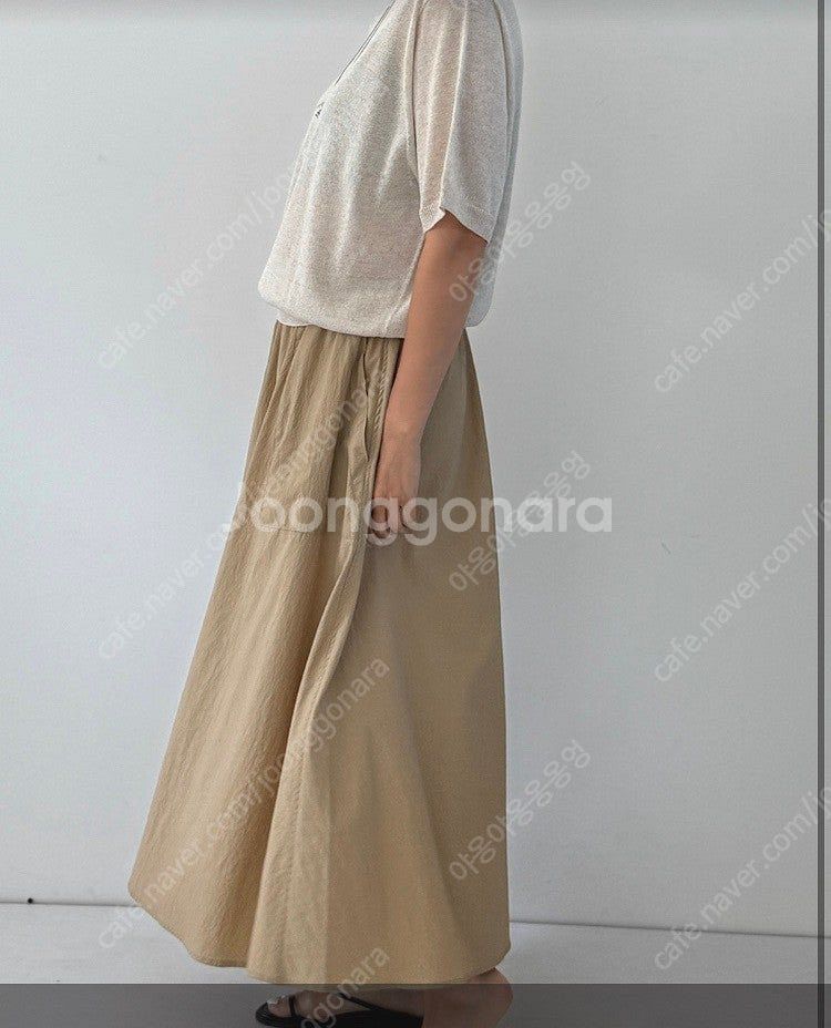 꺌랑 바스락 스커트 A라인 베이지 (L) 카키 베이지--1